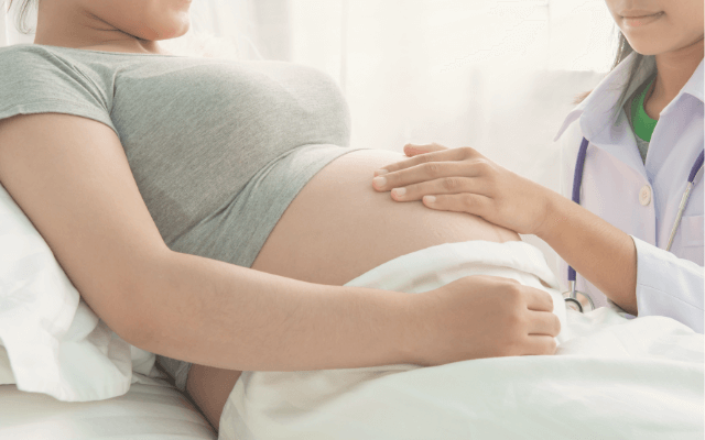 医師に相談している妊婦